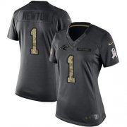 Wholesale Cheap Nike Panthers #1 Cam Newton Black Women's Stitched NFL Limited 2016 Salute to Service Jersey