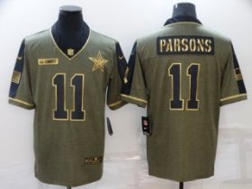 Wholesale Cheap Men\'s Dallas Cowboys #11 Micah Parsons Olive 2021 Salute To Service Golden Limited Stitched Jersey