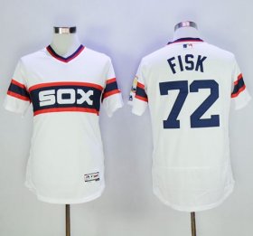 Wholesale Cheap White Sox #72 Carlton Fisk White Flexbase Authentic Collection Alternate Home Stitched MLB Jersey
