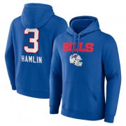 Cheap Men's Buffalo Bills #3 Damar Hamlin Blue Team Wordmark Player Name & Number Pullover Hoodie
