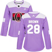 Wholesale Cheap Adidas Senators #28 Connor Brown Purple Authentic Fights Cancer Women's Stitched NHL Jersey
