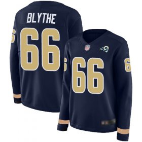 Wholesale Cheap Nike Rams #66 Austin Blythe Navy Blue Team Color Women\'s Stitched NFL Limited Therma Long Sleeve Jersey