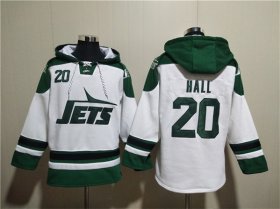 Wholesale Cheap Men\'s New York Jets #20 Breece Hall White Ageless Must-Have Lace-Up Pullover Hoodie