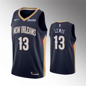Wholesale Cheap Men\'s New Orleans Pelicans #13 Kira Lewis Jr. Navy Icon Edition Stitched Jersey