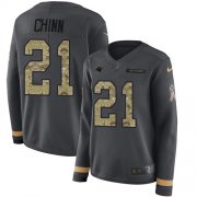 Wholesale Cheap Nike Panthers #21 Jeremy Chinn Anthracite Salute to Service Women's Stitched NFL Limited Therma Long Sleeve Jersey