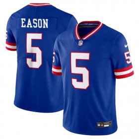 Cheap Men\'s New York Giants #5 Jacob Eason Royal 2023 F.U.S.E. Throwback Limited Football Stitched Jersey