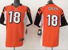 Wholesale Cheap Nike Bengals #18 A.J. Green Orange Alternate Youth Stitched NFL Elite Jersey