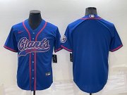 Wholesale Cheap Men's New York Giants Blank Blue Cool Base Stitched Baseball Jersey