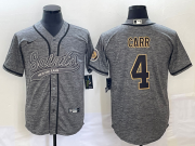 Wholesale Cheap Men's New Orleans Saints #4 Derek Carr Grey Gridiron With Patch Cool Base Stitched Baseball Jersey