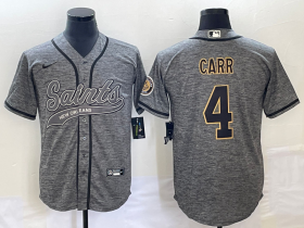 Wholesale Cheap Men\'s New Orleans Saints #4 Derek Carr Grey Gridiron With Patch Cool Base Stitched Baseball Jersey