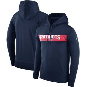 Wholesale Cheap Men\'s New England Patriots Nike Navy Sideline Team Performance Pullover Hoodie