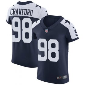 Wholesale Cheap Nike Cowboys #98 Tyrone Crawford Navy Blue Thanksgiving Men\'s Stitched NFL Vapor Untouchable Throwback Elite Jersey