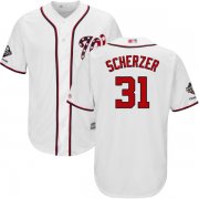 Wholesale Cheap Nationals #31 Max Scherzer White Cool Base 2019 World Series Champions Stitched Youth MLB Jersey