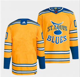 Wholesale Cheap Men\'s St. Louis Blues Blank Yellow 2022-23 Reverse Retro Stitched Jersey