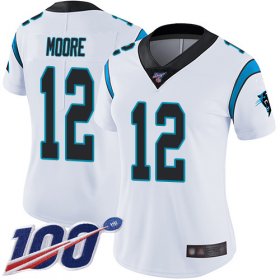 Wholesale Cheap Nike Panthers #12 DJ Moore White Women\'s Stitched NFL 100th Season Vapor Limited Jersey