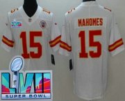 Cheap Youth Kansas City Chiefs #15 Patrick Mahomes Limited White Super Bowl LVII Vapor Jersey