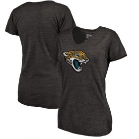 Wholesale Cheap Women\'s Jacksonville Jaguars NFL Pro Line by Fanatics Branded Black Distressed Team Logo Tri-Blend T-Shirt