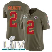 Wholesale Cheap Nike Chiefs #2 Dustin Colquitt Olive Super Bowl LIV 2020 Men's Stitched NFL Limited 2017 Salute To Service Jersey