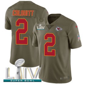 Wholesale Cheap Nike Chiefs #2 Dustin Colquitt Olive Super Bowl LIV 2020 Men\'s Stitched NFL Limited 2017 Salute To Service Jersey