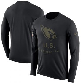 Wholesale Cheap Men\'s Arizona Cardinals Nike Black Salute to Service Sideline Legend Performance Long Sleeve T-Shirt
