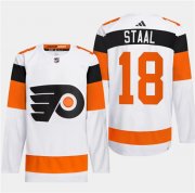 Cheap Men's Philadelphia Flyers #18 Marc Staal White 2024 Stadium Series Stitched Jersey