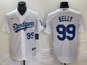 Cheap Men's Los Angeles Dodgers #99 Joe Kelly Number White Stitched Cool Base Nike Jersey
