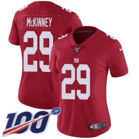 Wholesale Cheap Nike Giants #29 Xavier McKinney Red Alternate Women\'s Stitched NFL 100th Season Vapor Untouchable Limited Jersey