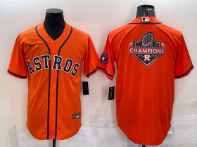 Wholesale Cheap Men\'s Houston Astros Orange Champions Big Logo With Patch Stitched MLB Cool Base Nike Jersey
