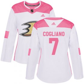 Wholesale Cheap Adidas Ducks #7 Andrew Cogliano White/Pink Authentic Fashion Women\'s Stitched NHL Jersey