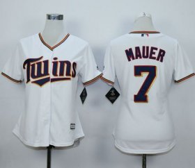 Wholesale Cheap Twins #7 Joe Mauer White Home Women\'s Stitched MLB Jersey