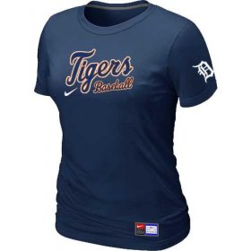 Wholesale Cheap Women\'s Detroit Tigers Nike Short Sleeve Practice MLB T-Shirt Midnight Blue