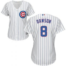 Wholesale Cheap Cubs #8 Andre Dawson White(Blue Strip) Home Women\'s Stitched MLB Jersey