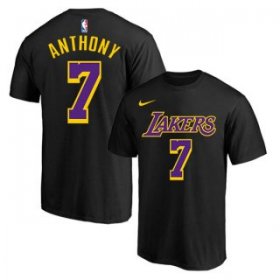 Wholesale Cheap Men\'s Black Purple Los Angeles Lakers #7 Carmelo Anthony Basketball T-Shirt