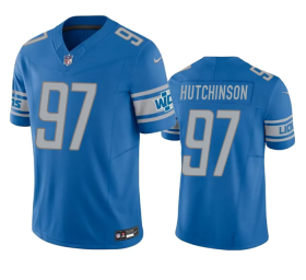 Wholesale Cheap Men\'s Detroit Lions #97 Aidan Hutchinson Blue 2023 F.U.S.E. Vapor Untouchable Limited Stitched Jersey