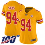 Wholesale Cheap Nike Chiefs #94 Terrell Suggs Gold Women's Stitched NFL Limited Inverted Legend 100th Season Jersey