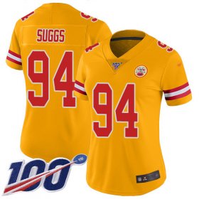 Wholesale Cheap Nike Chiefs #94 Terrell Suggs Gold Women\'s Stitched NFL Limited Inverted Legend 100th Season Jersey