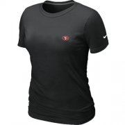 Wholesale Cheap Women's Nike San Francisco 49ers Chest Embroidered Logo T-Shirt Black
