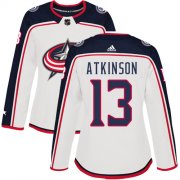 Wholesale Cheap Adidas Blue Jackets #13 Cam Atkinson White Road Authentic Women's Stitched NHL Jersey