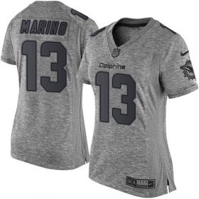 Wholesale Cheap Nike Dolphins #13 Dan Marino Gray Women\'s Stitched NFL Limited Gridiron Gray Jersey