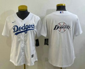 Cheap Women\'s Los Angeles Dodgers Big Logo White MLB Cool Base Nike Jerseys