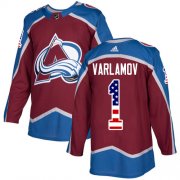 Wholesale Cheap Adidas Avalanche #1 Semyon Varlamov Burgundy Home Authentic USA Flag Stitched Youth NHL Jersey
