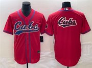 Wholesale Cheap Men's Chicago Cubs Red Team Big Logo Cool Base Stitched Jersey