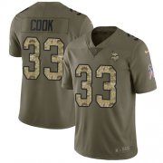 Wholesale Cheap Nike Vikings #33 Dalvin Cook Olive/Camo Youth Stitched NFL Limited 2017 Salute to Service Jersey
