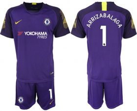 Wholesale Cheap Chelsea #1 Arrizabalaga Purple Goalkeeper Soccer Club Jersey
