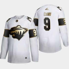 Wholesale Cheap Minnesota Wild #9 Mikko Koivu Men\'s Adidas White Golden Edition Limited Stitched NHL Jersey