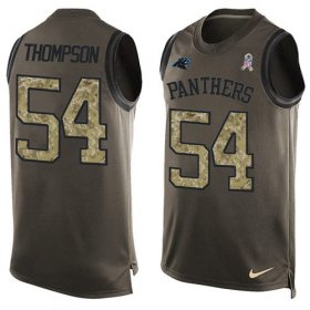 Wholesale Cheap Nike Panthers #54 Shaq Thompson Green Men\'s Stitched NFL Limited Salute To Service Tank Top Jersey