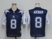 Wholesale Cheap Mitchell & Ness Cowboys #8 Troy Aikma Deion Sanders Blue/White Stitched Throwback NFL Jersey