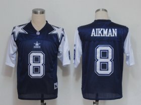 Wholesale Cheap Mitchell & Ness Cowboys #8 Troy Aikma Deion Sanders Blue/White Stitched Throwback NFL Jersey