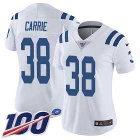 Wholesale Cheap Nike Colts #38 T.J. Carrie White Women\'s Stitched NFL 100th Season Vapor Untouchable Limited Jersey