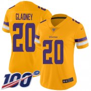 Wholesale Cheap Nike Vikings #20 Jeff Gladney Gold Women's Stitched NFL Limited Inverted Legend 100th Season Jersey